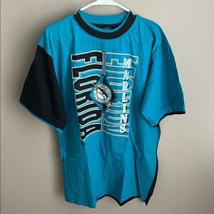 Florida Marlins MLB Front Row Roll Em Up TShirt, VTG NWT Baseball 1992 Cotton XL